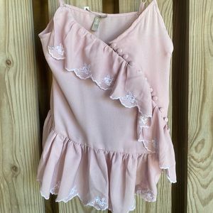 Ruffle Embroidered Tank Top